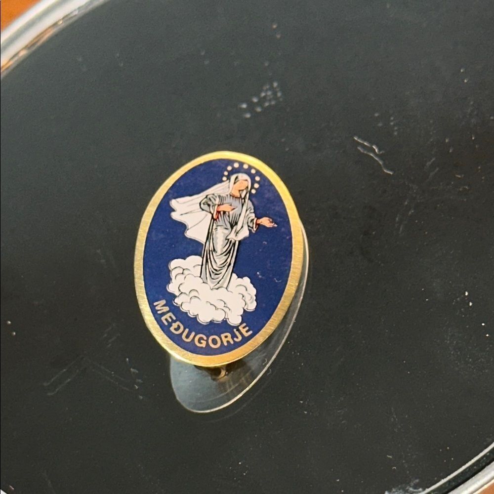 Catholic Medugorje Blue and Gold‎ Religious Pin